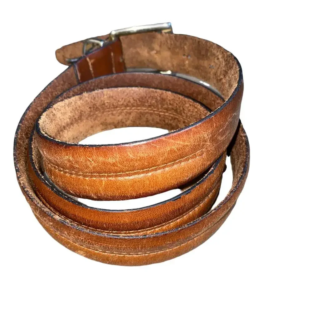 Belt Full Grain Cowhide Leather Belt with solid brass hardware size 38/95 Brown